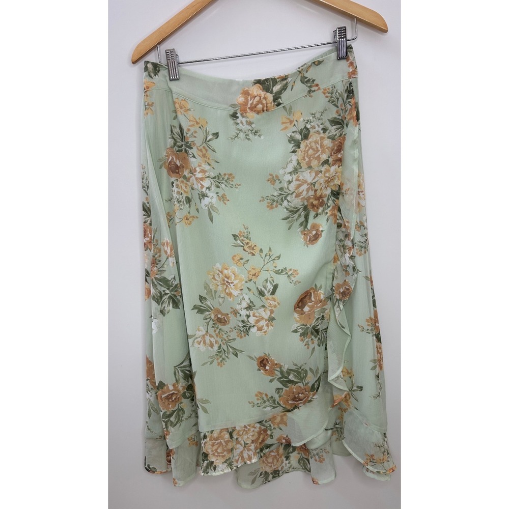 NWT Christopher Banks Floral Ruffle Midi Skirt Boho Cottage Coquette CJ Banks M - Picture 7 of 10